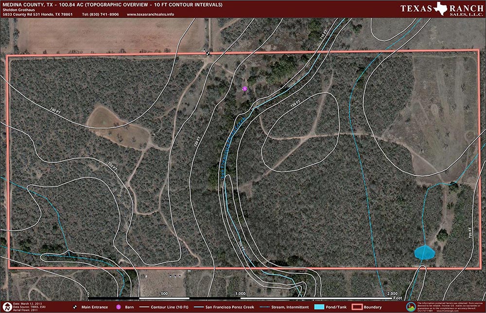 100 Acre Ranch Medina Topography Map