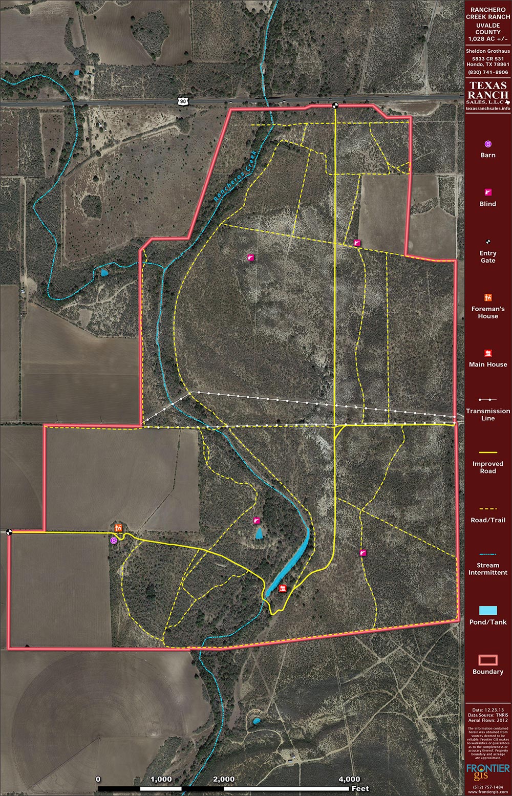 1029 Acre Ranch Uvalde Aerial Map