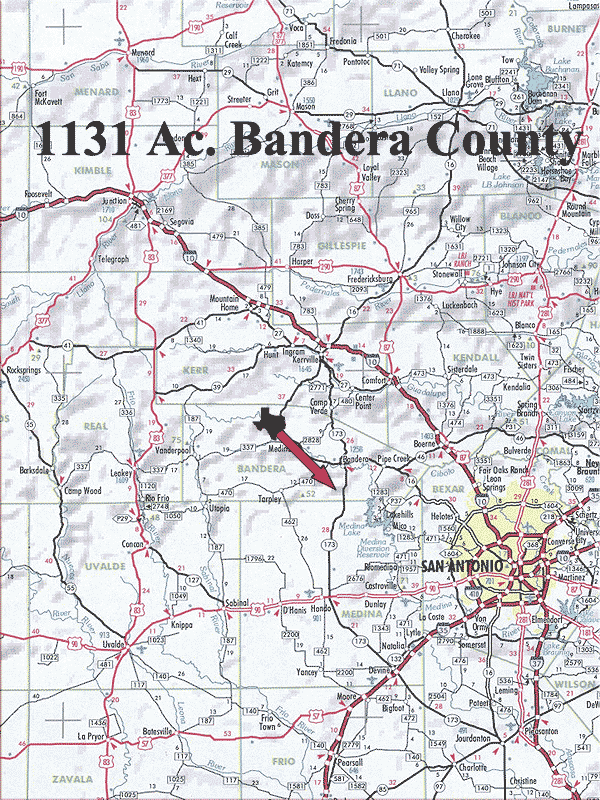 1131 Acre Ranch Bandera Location Map Map