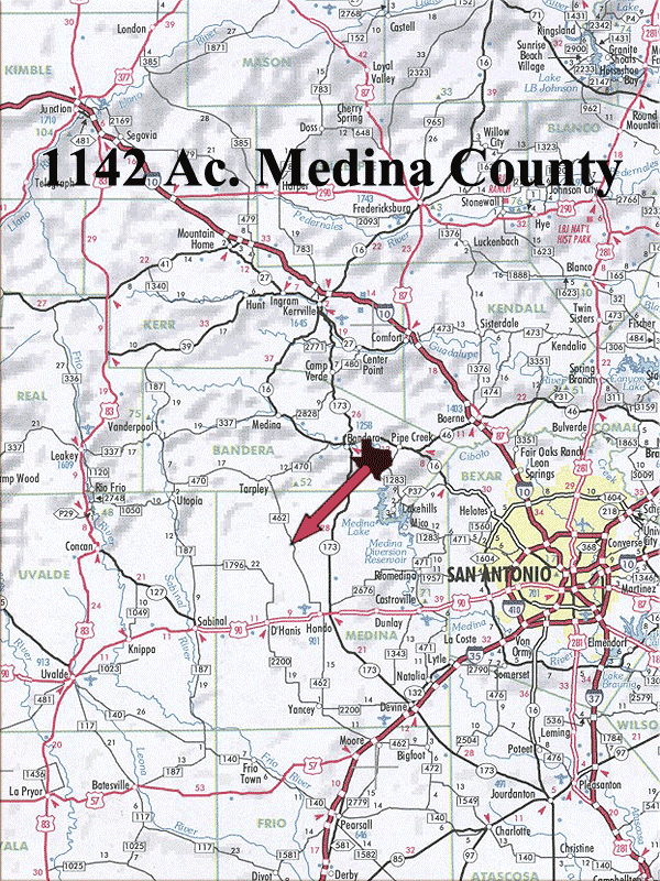 1142 Acre Ranch Medina Location Map Map