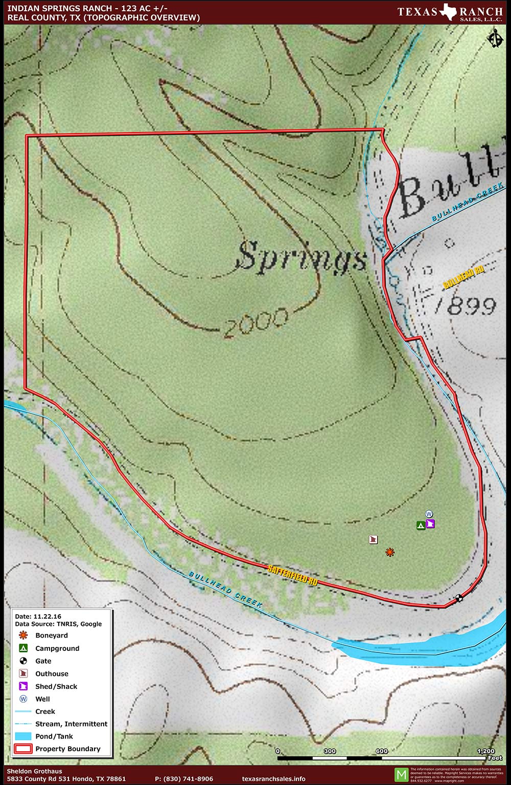 123 Acre Ranch Real Topography Map