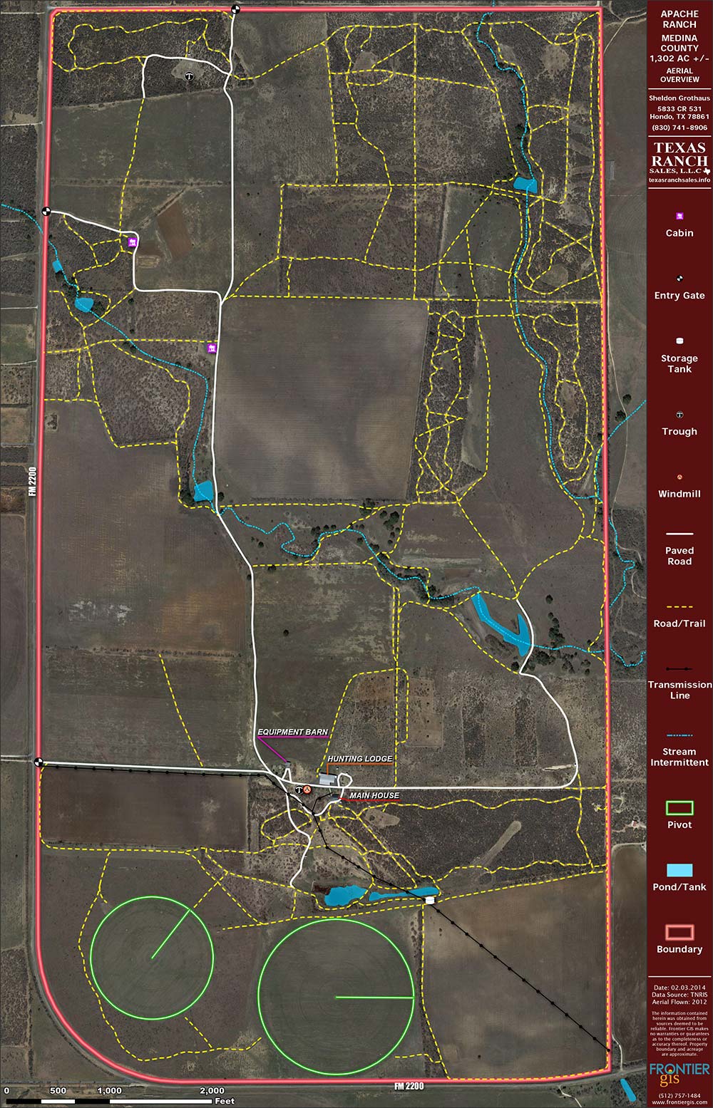 1302 Acre Ranch Medina Aerial Map