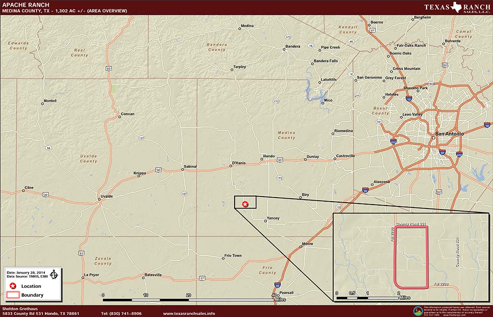 1302 Acre Ranch Medina Location Map Map