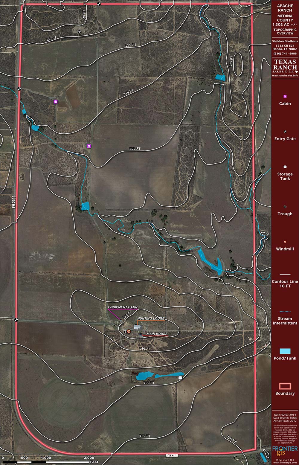 1302 Acre Ranch Medina Topography Map