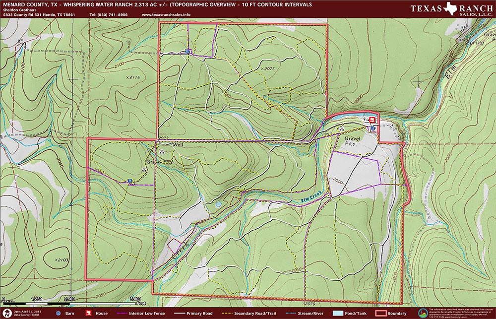 2313 Acre Ranch Menard Topography Map