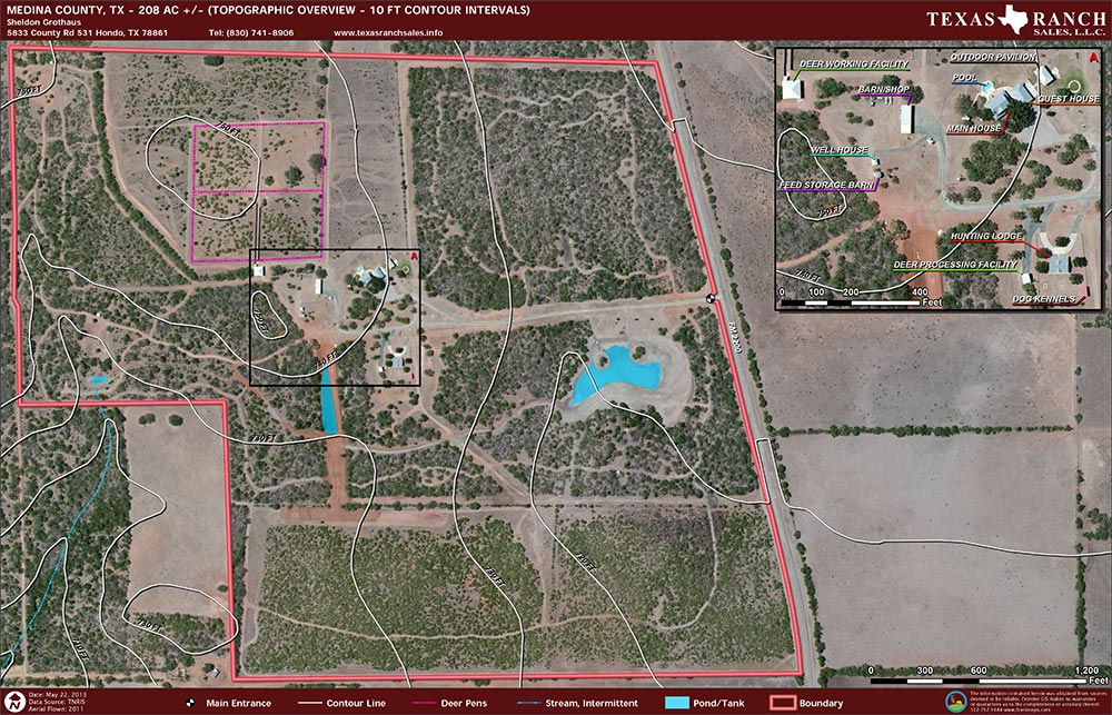 208 Acre Ranch Medina Topography Map