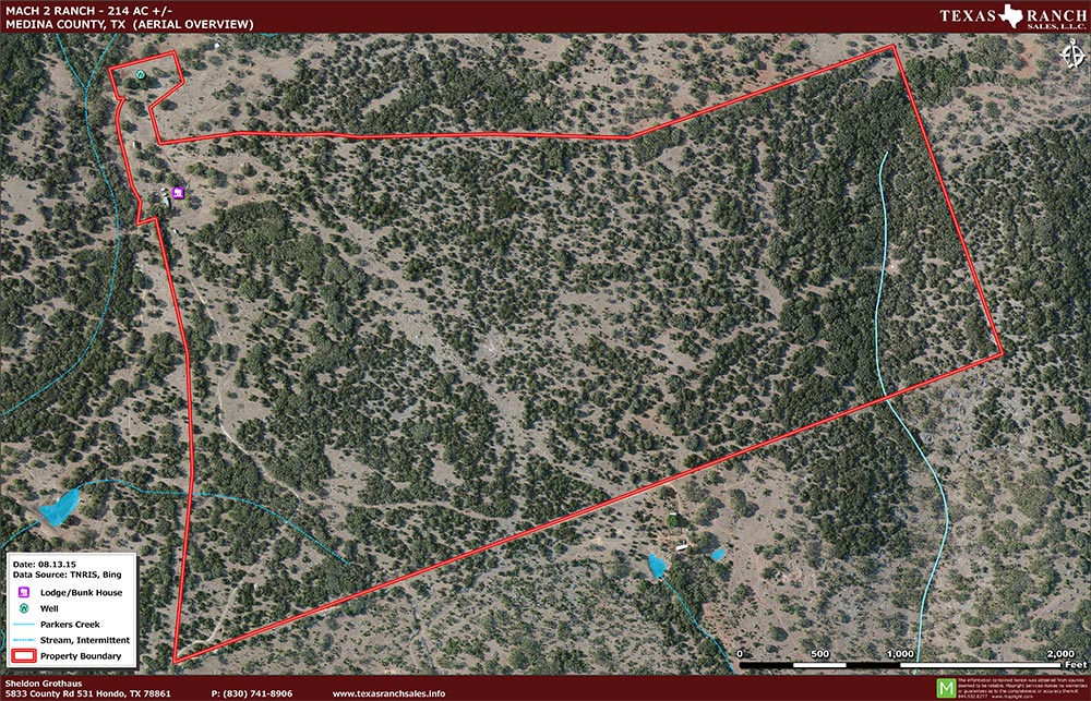 214 Acre Ranch Medina Aerial Map