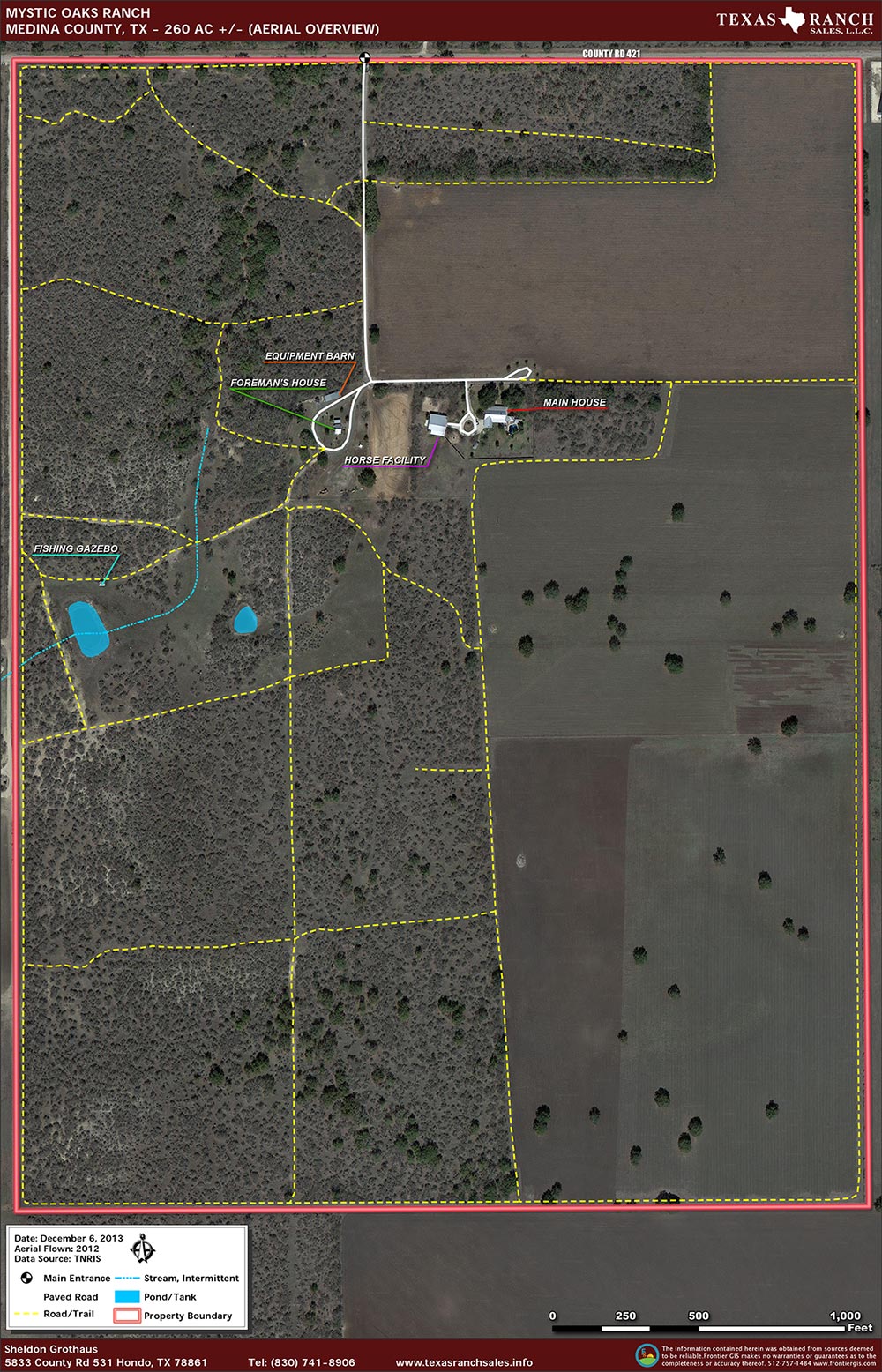 260 Acre Ranch Medina Aerial Map