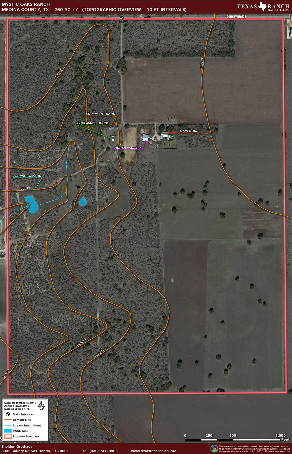 260 Acre Ranch Medina Topography Map