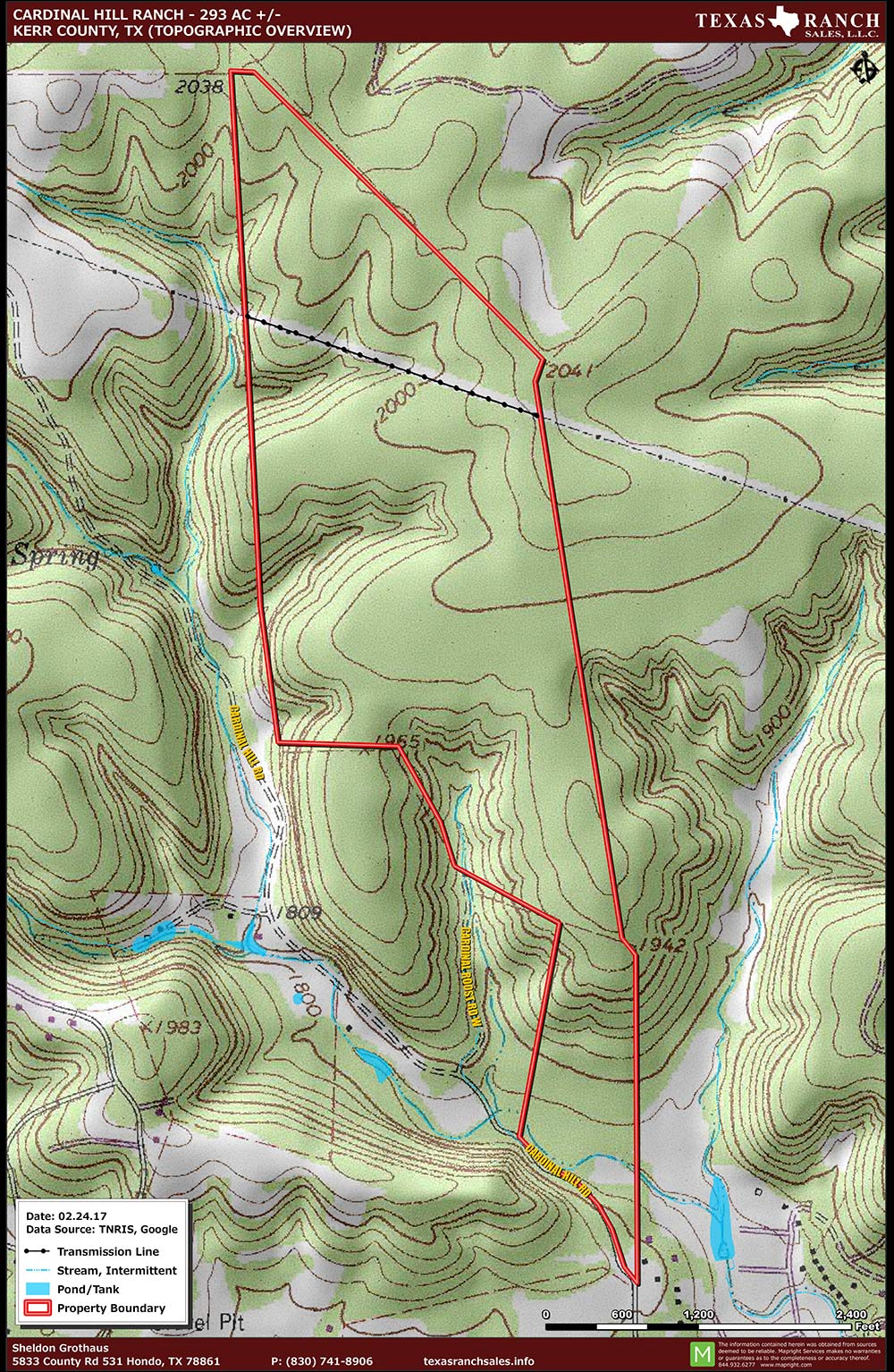 293 Acre Ranch Kerr Topography Map