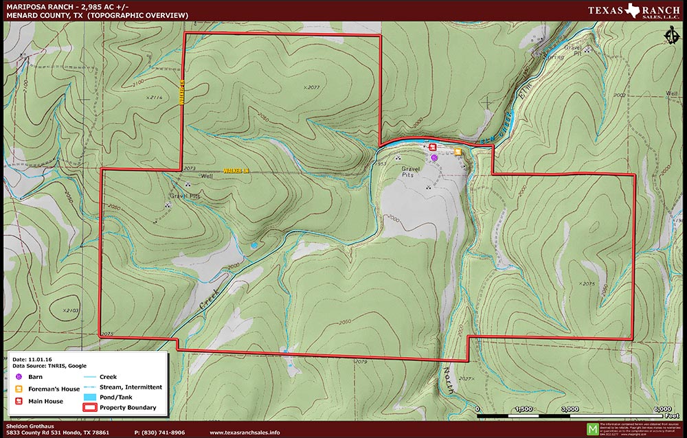2985 Acre Ranch Menard Topography Map