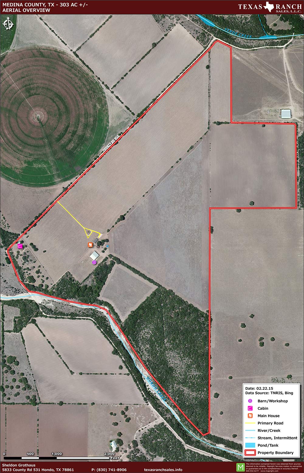 303 Acre Ranch Medina Aerial Map