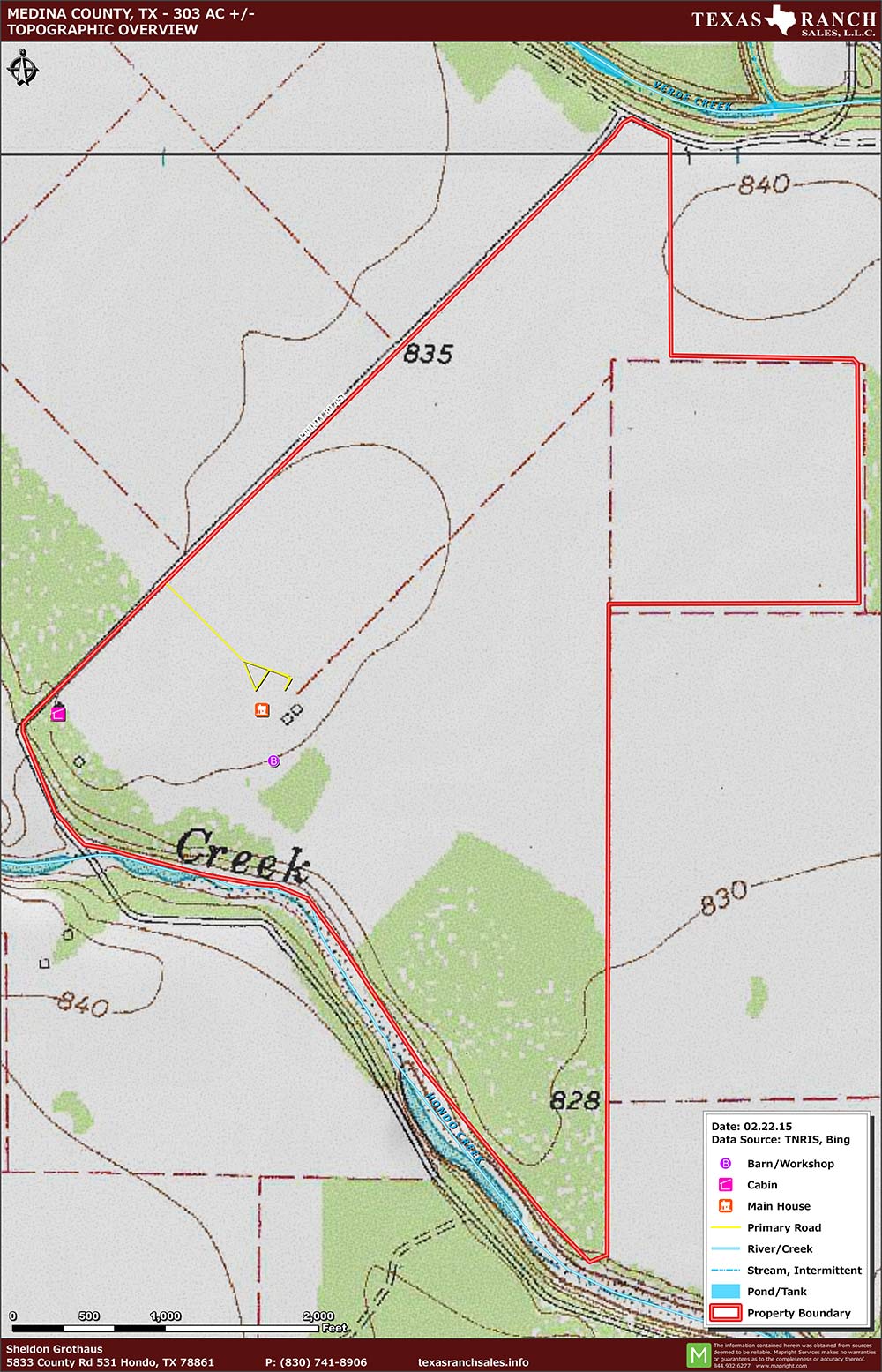 303 Acre Ranch Medina Topography Map