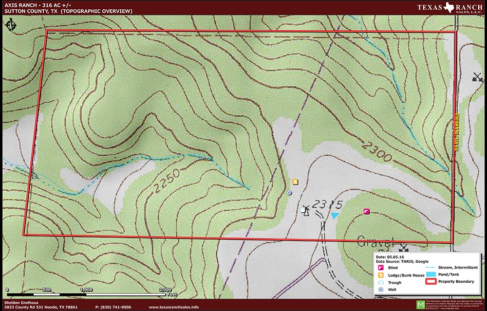 316 Acre Ranch Sutton Topography Map