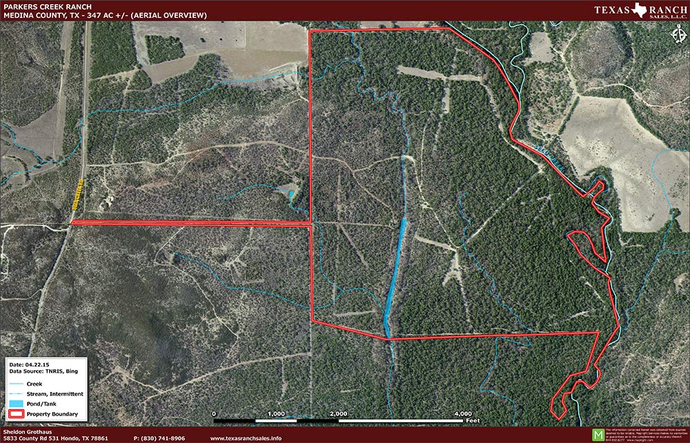 347 Acre Ranch Medina Aerial Map