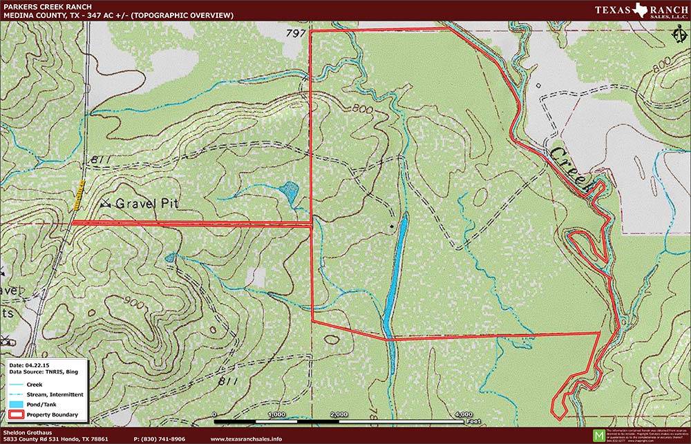 347 Acre Ranch Medina Topography Map
