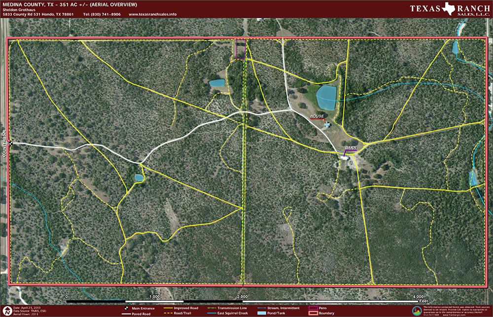 351 Acre Ranch Medina Aerial Map