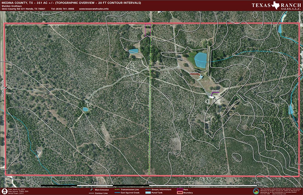 351 Acre Ranch Medina Topography Map