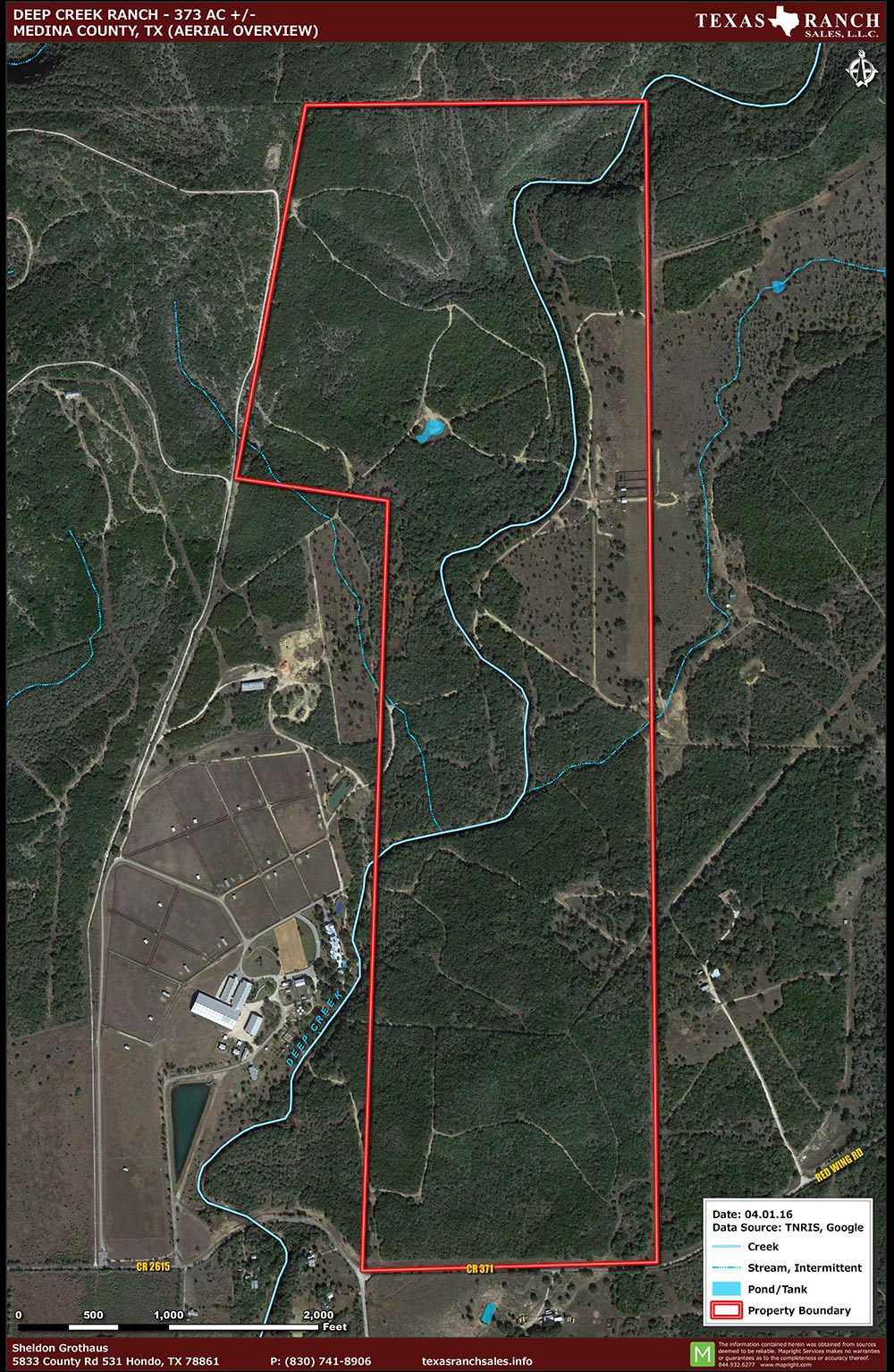 373 Acre Ranch Medina Aerial Map
