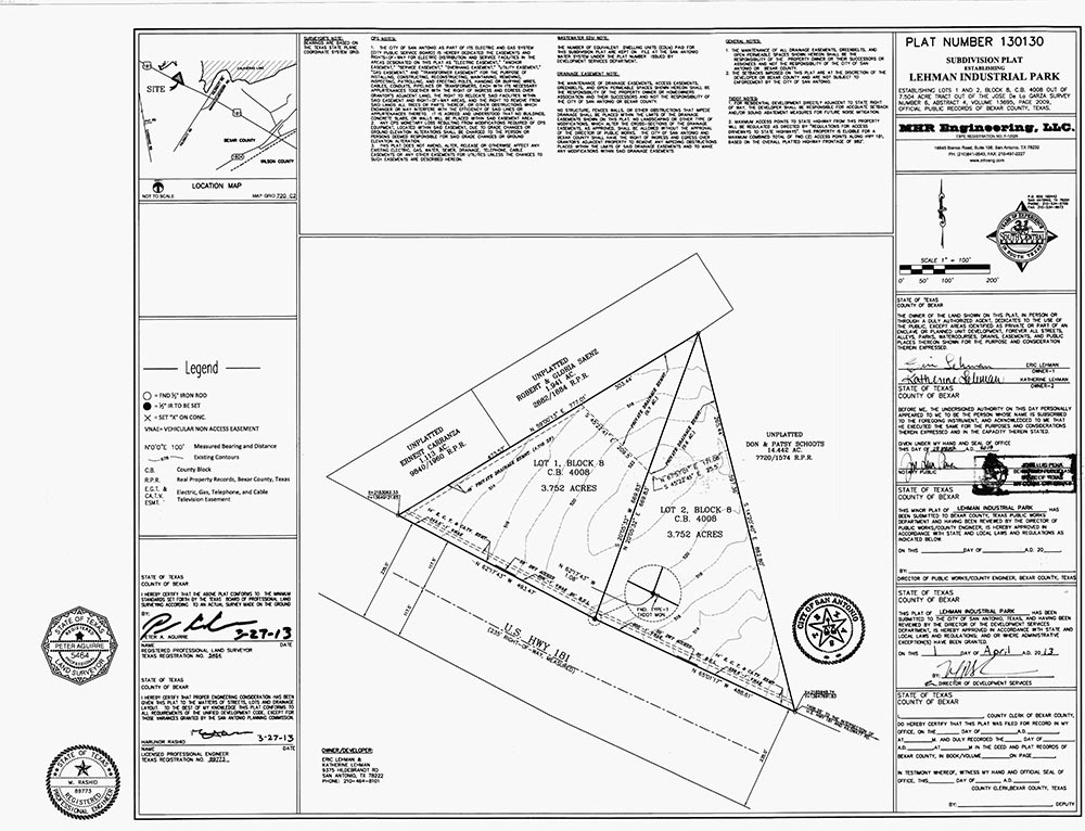 3.75 Acre industrial property Bexar Topography Map