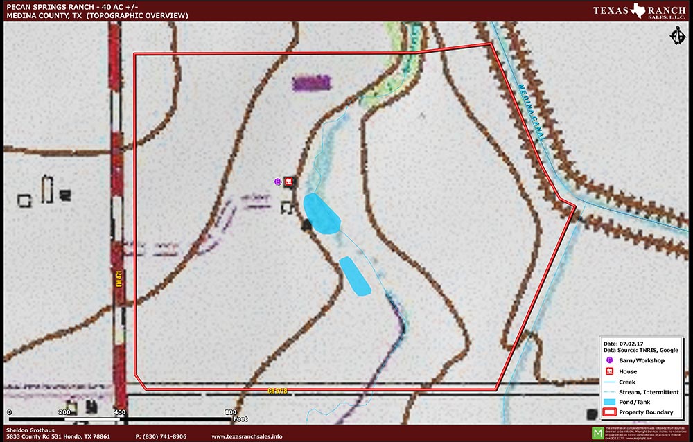 40.897 Acre Ranch Medina Topography Map