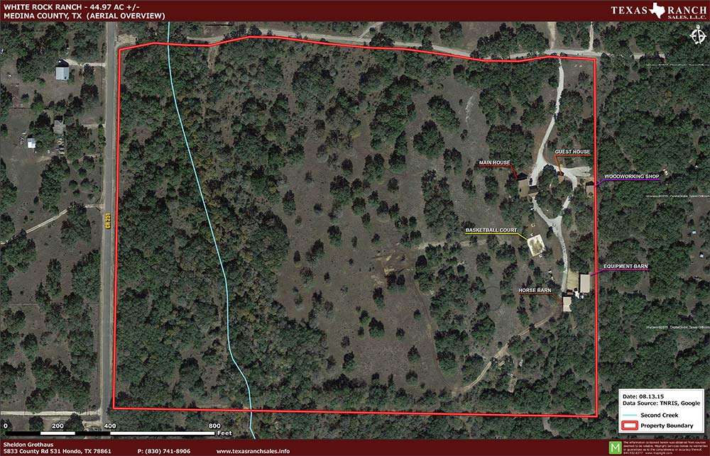 44.97 Acre Ranch Medina Aerial Map