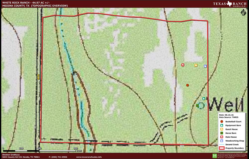 44.97 Acre Ranch Medina Topography Map