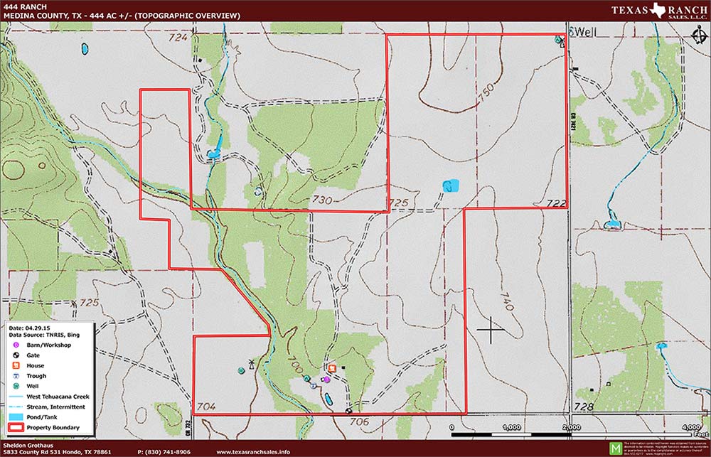 444 Acre Ranch Medina Topography Map