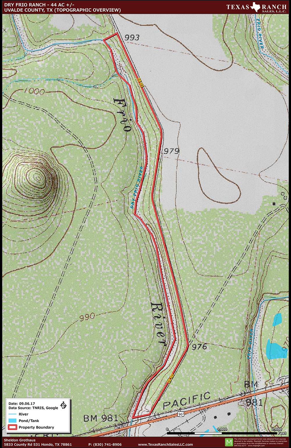 44 Acre Ranch Uvalde Topography Map