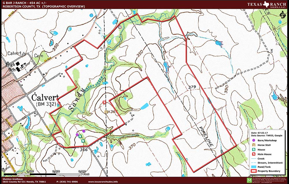 454 Acre Ranch Robertson Topography Map