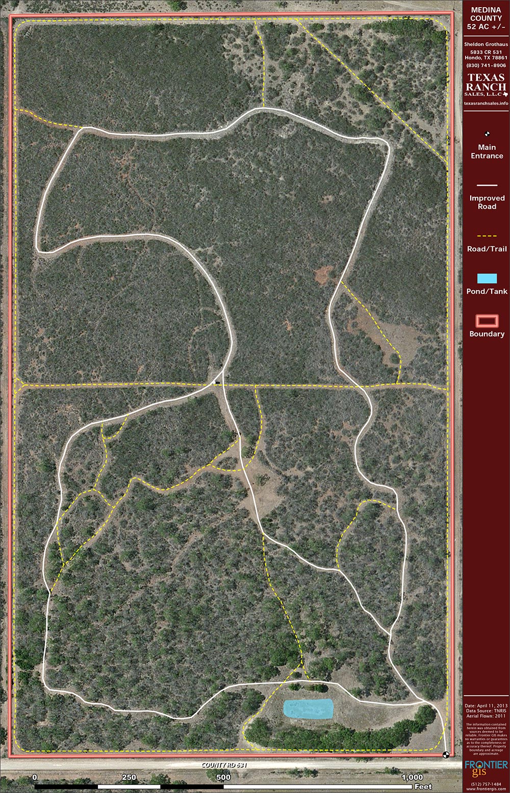 52 Acre Ranch Medina Aerial Map
