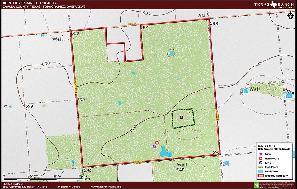 610 Acre Ranch Zavala Topography Map