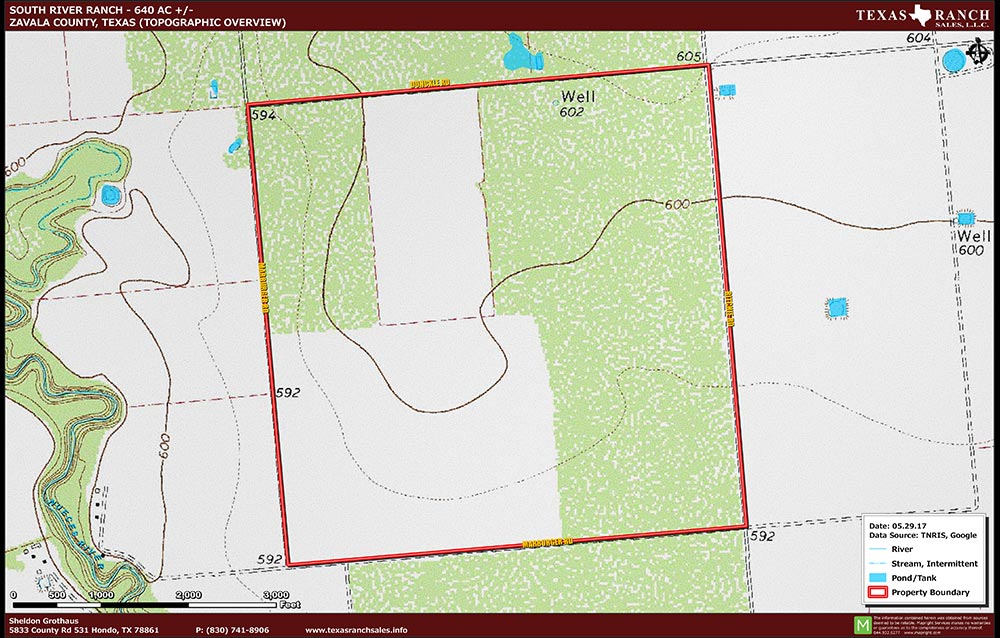 640 Acre Ranch Zavala Topography Map