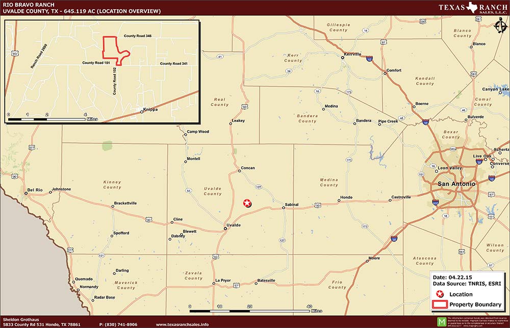 645 Acre Ranch Uvalde Location Map Map