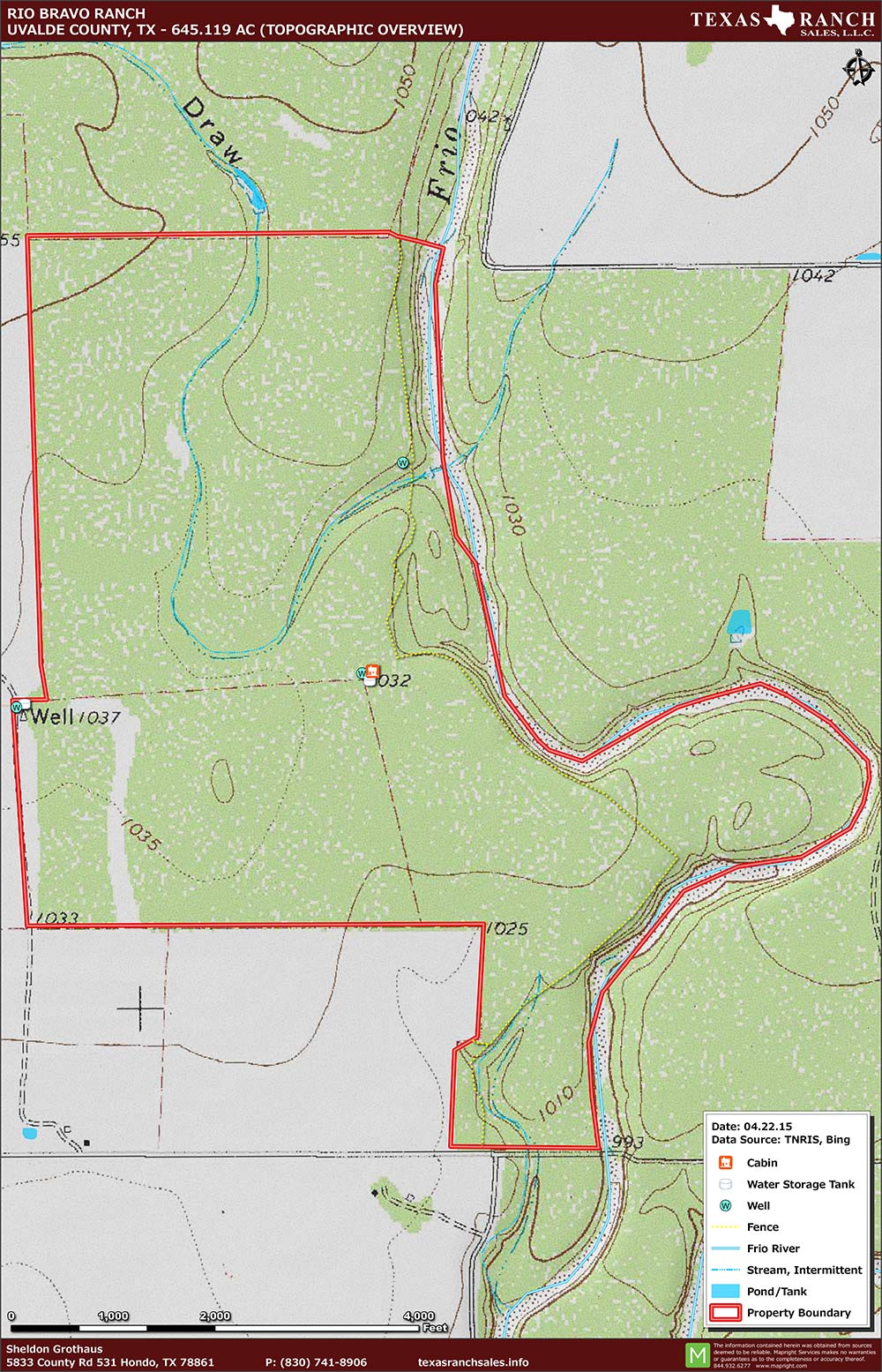 645 Acre Ranch Uvalde Topography Map