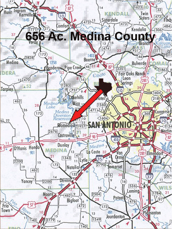656 Acre Ranch Medina Location Map Map