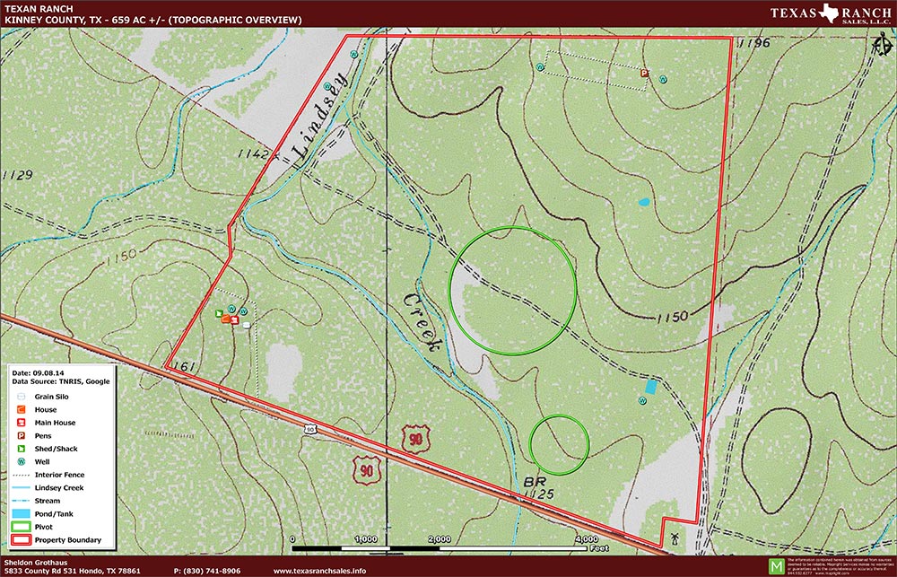 659 Acre Ranch Kinney Topography Map