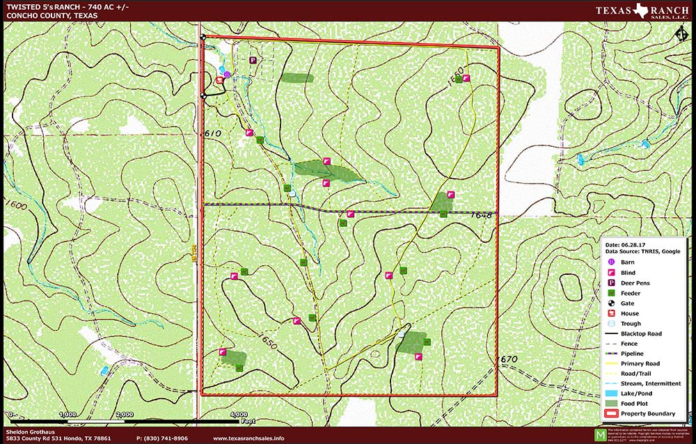 740 Acre Ranch Concho Topography Map