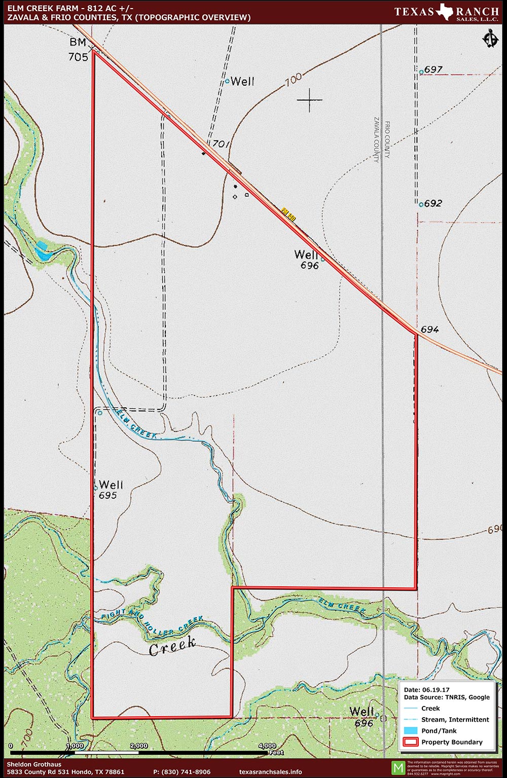 812 Acre Ranch Zavala Topography Map