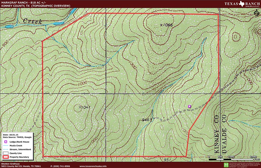 818 Acre Ranch Kinney Topography Map