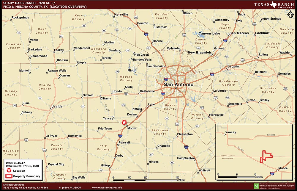 920 Acre Ranch Medina & Frio Location Map Map