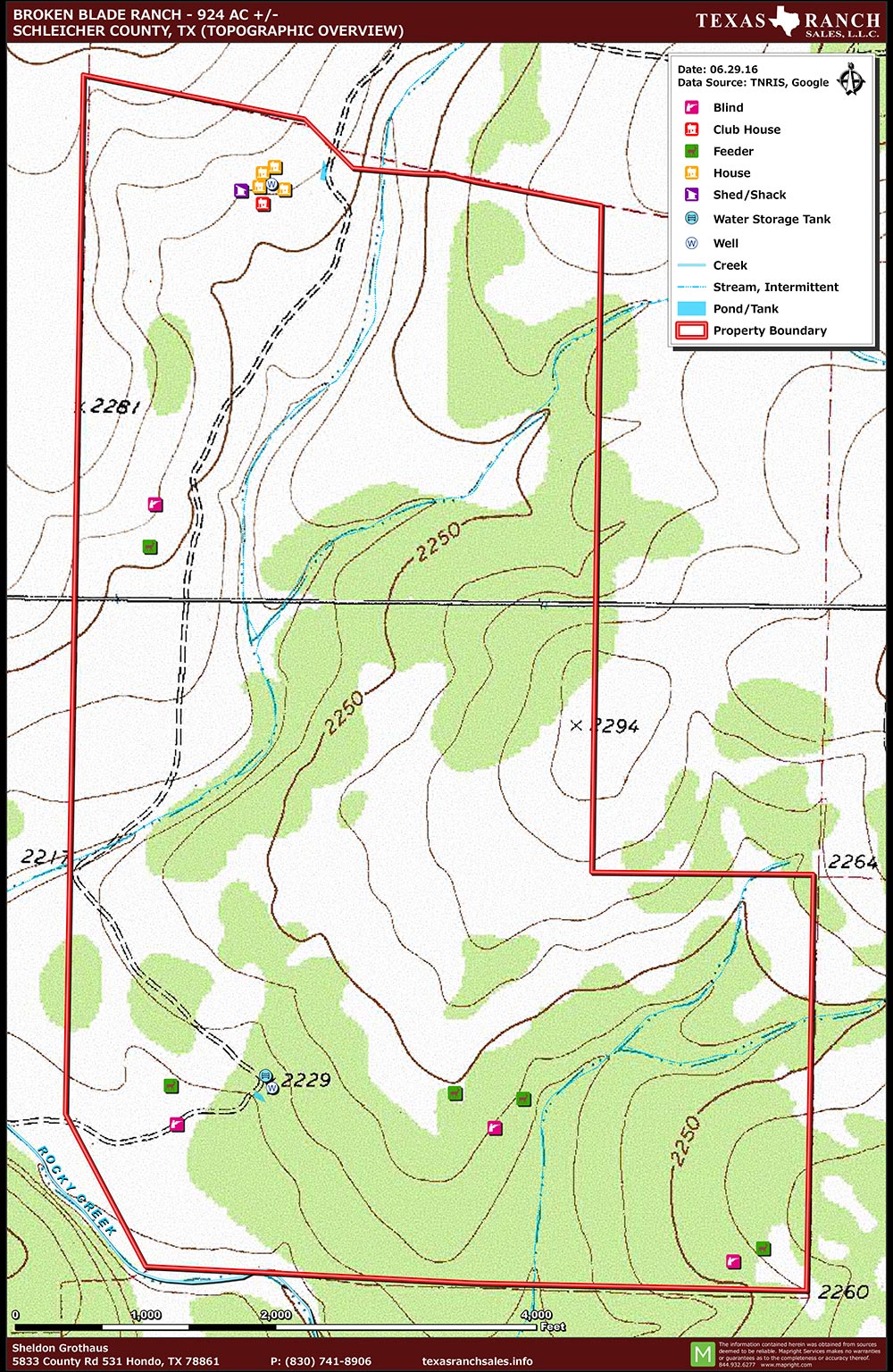 924 Acre Ranch Schleicher Topography Map