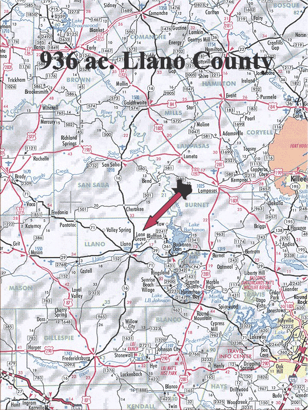 936 Acre Ranch Llano Location Map Map