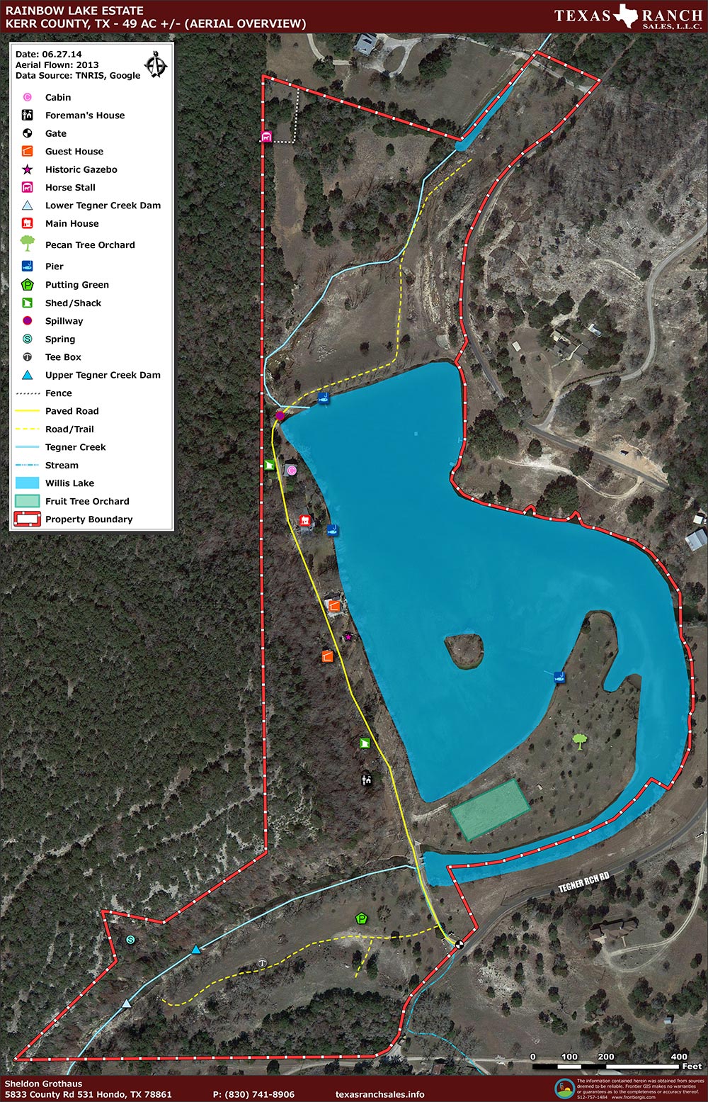 49.99 Acre Ranch Kerr Aerial Map